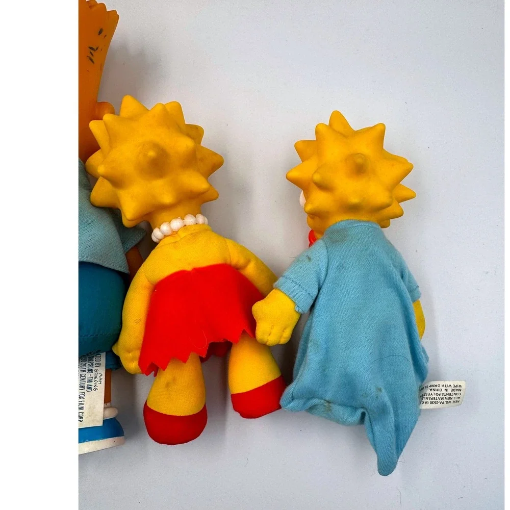 Vintage 1990 The Simpsons Plush Doll Set Matt Groening Vinyl Head Family Lot 5pc